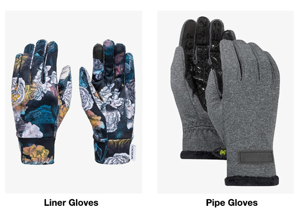 womens snowboarding liner pipe gloves